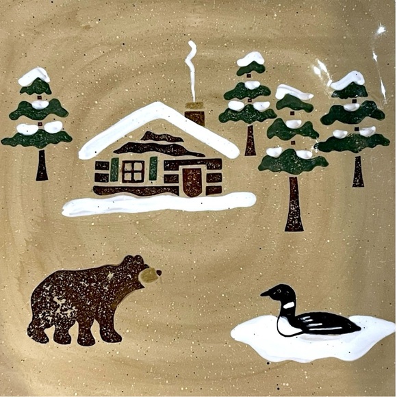 Vtg SONOMA life+style ‘Lodge’ Large Square 11" Serving Platter Winter Holiday - Picture 2 of 7